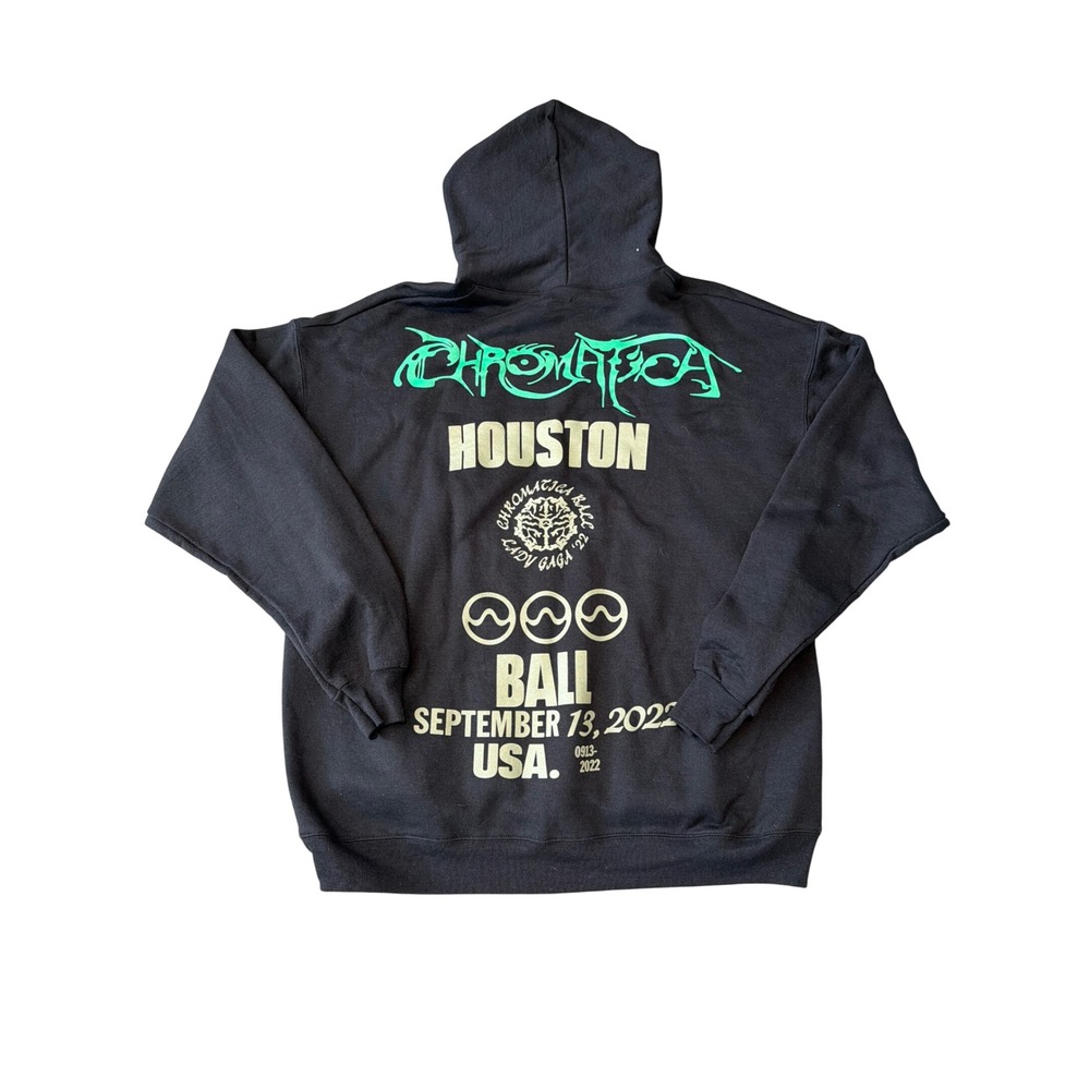 Lady Gaga The Chromatica Ball Houston 2022 Tour Hoodie Black XL Concert Merch